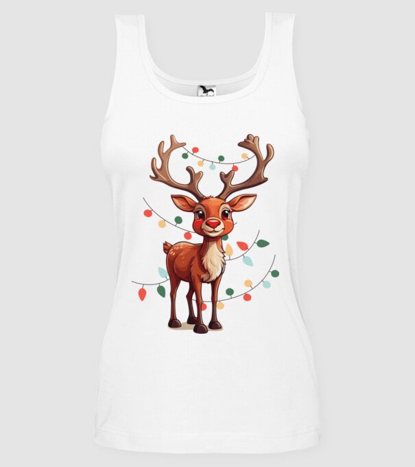 Festive Rudolph model alb pe tricou