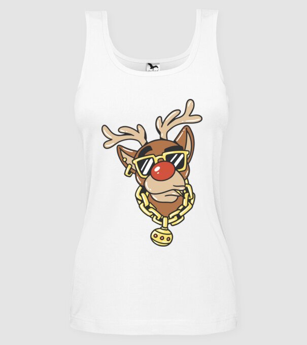 Gangster Reindeer model alb pe tricou