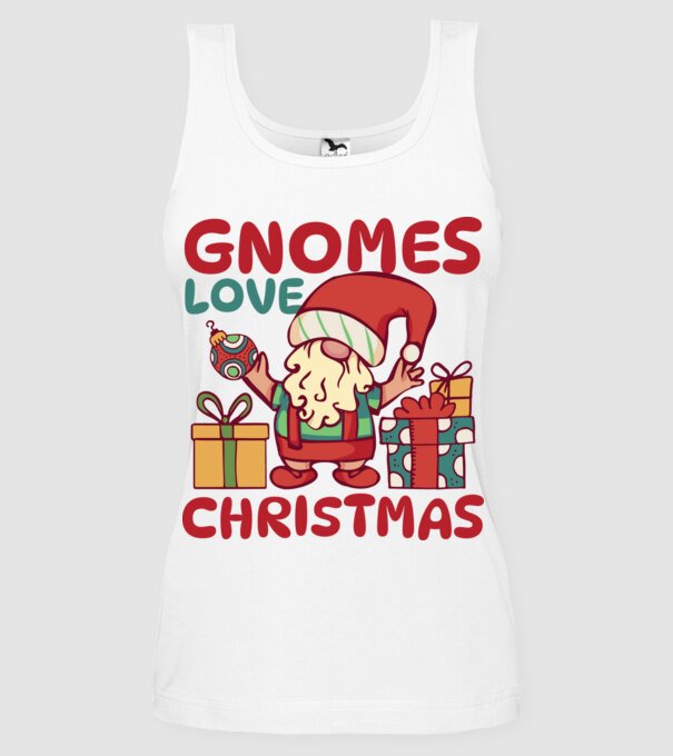 Gnomes LOVE Christmas model alb pe tricou