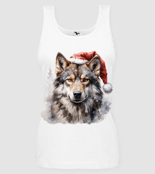 Lupul de Crăciun Alb model alb pe tricou