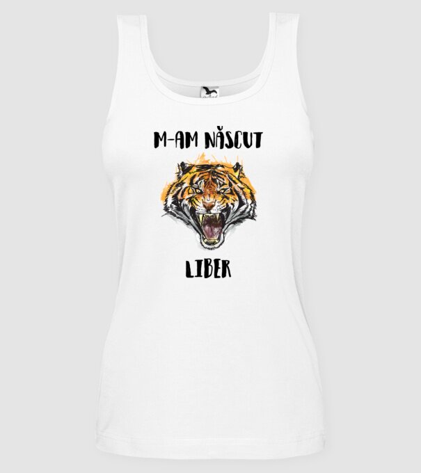 m-am născut liber model alb pe tricou