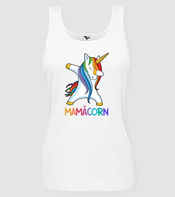 mamăcorn model alb pe tricou