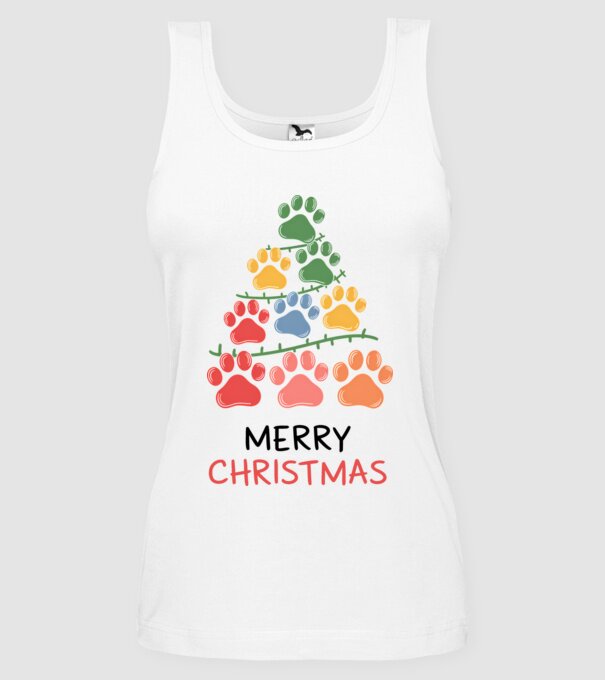 Merry Christmas Paws Alb model alb pe tricou