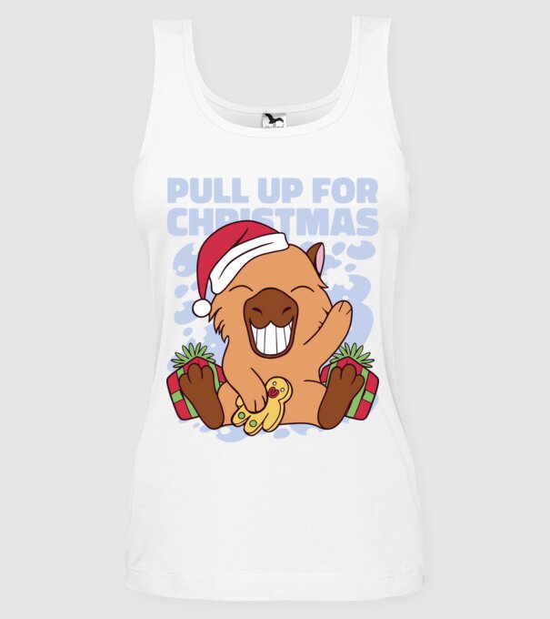 Pull up for christmas Capybara model alb pe tricou