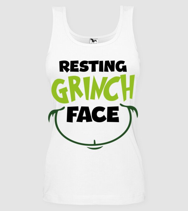 Resting Grinch face model alb pe tricou
