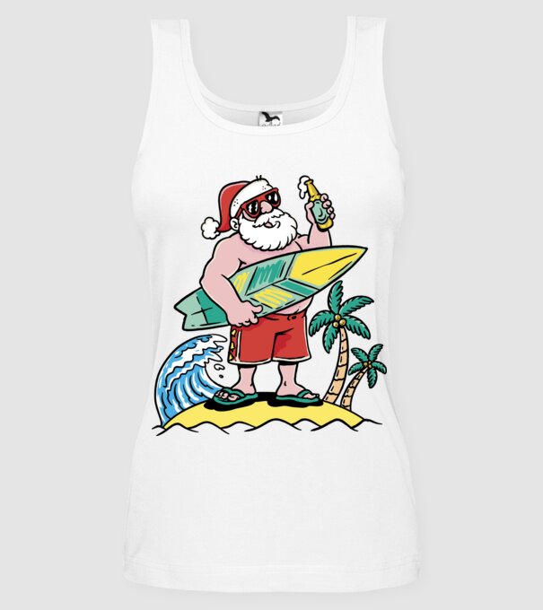 Santa Claus Summer model alb pe tricou