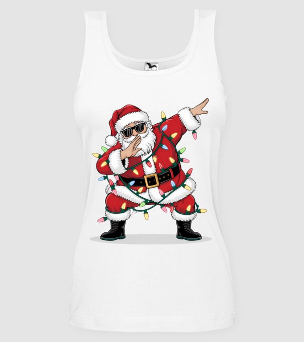 Santa Dab model alb pe tricou