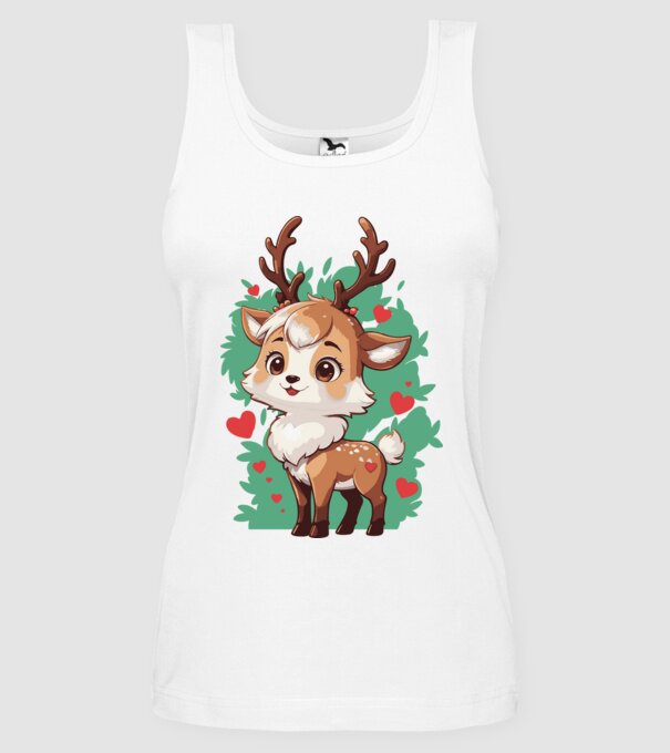 Valentine Deer model alb pe tricou