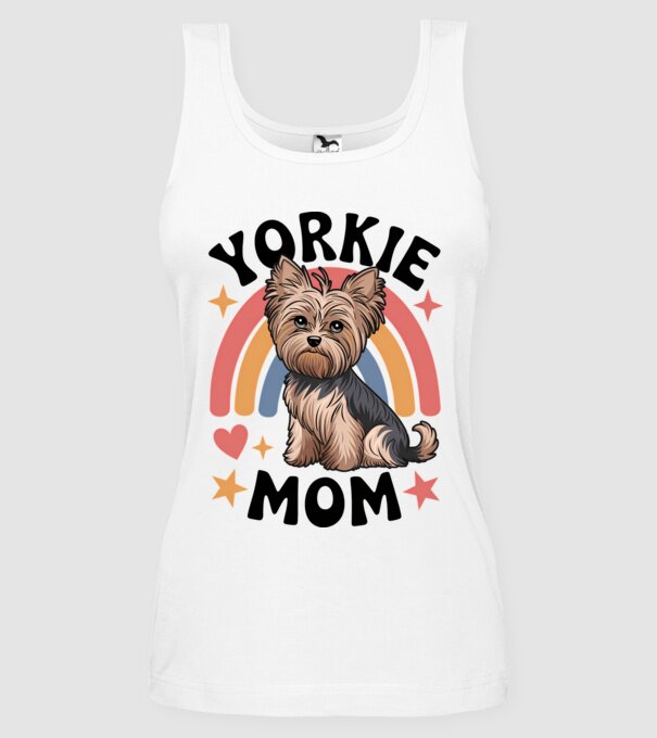 Yorkie Mom Alb model alb pe tricou