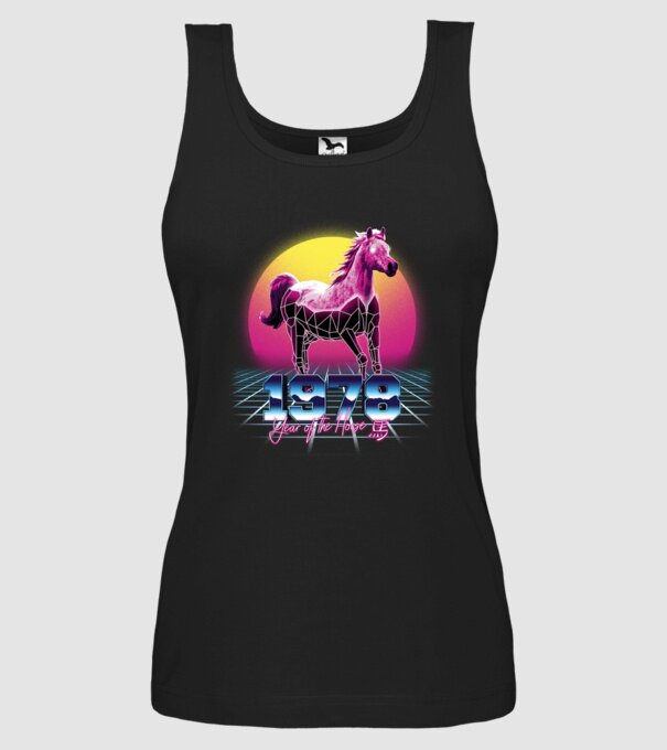 1978 Year of the Horse model negru pe tricou