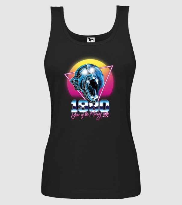 1980 Year of the Monkey model negru pe tricou