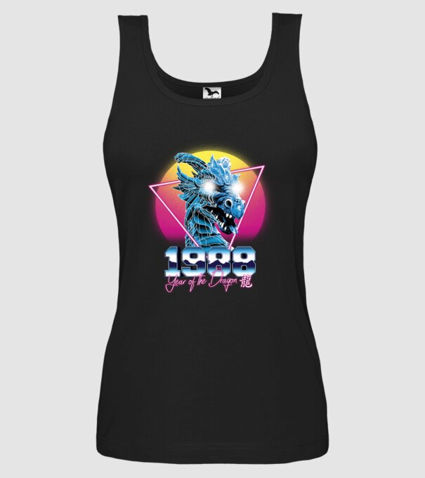 1988 Year of the Dragon model negru pe tricou