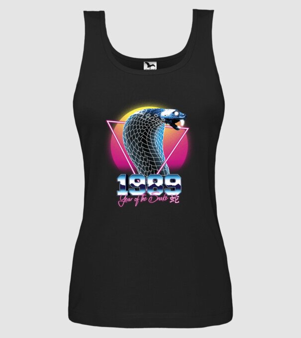 1989 Year of the Snake model negru pe tricou
