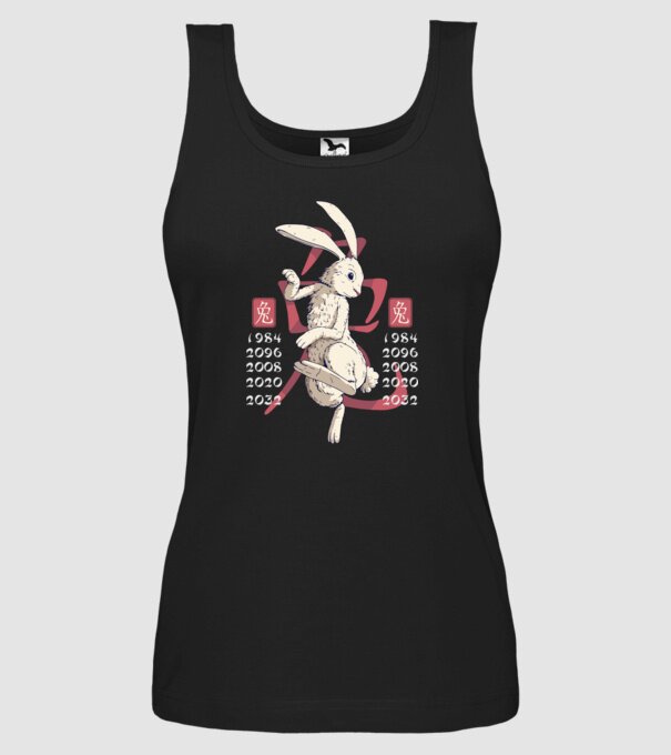 Year of the Rabbit model negru pe tricou