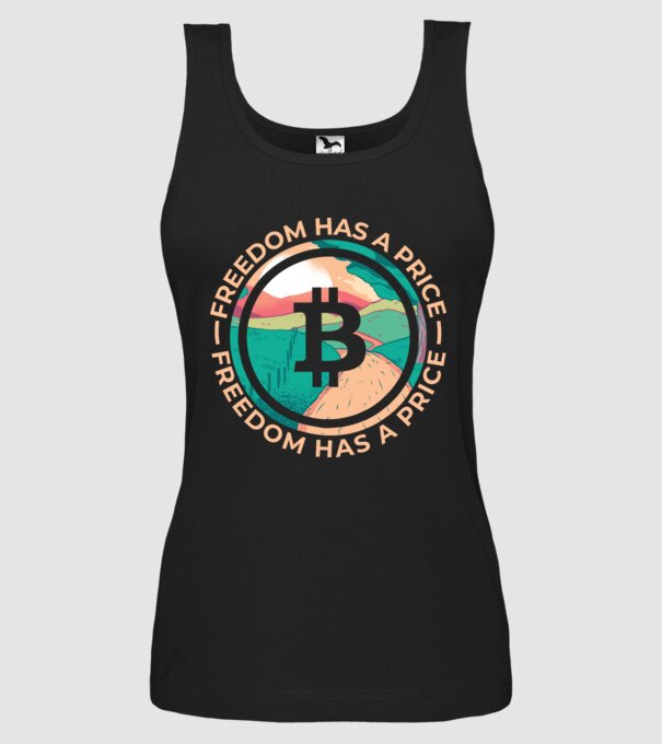 Libertatea are preț Bitcoin model negru pe tricou