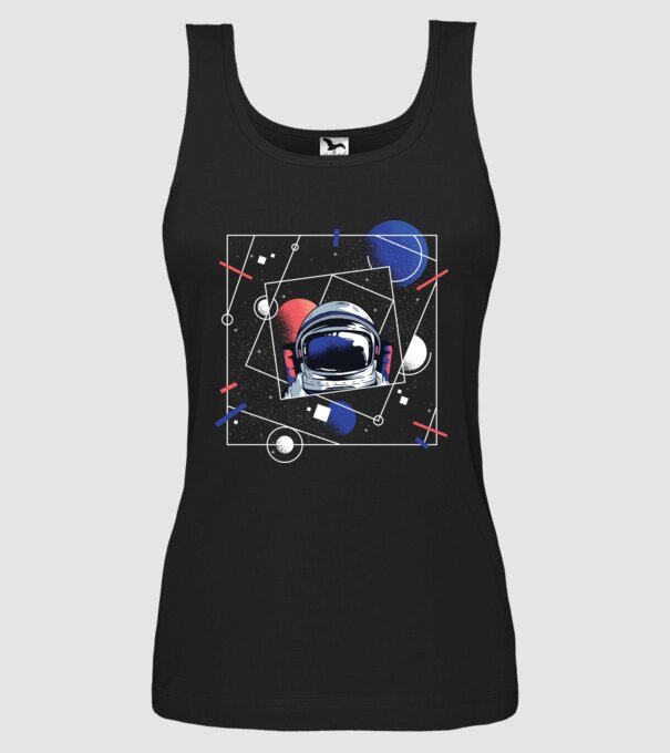 Astronaut univers abstract model negru pe tricou