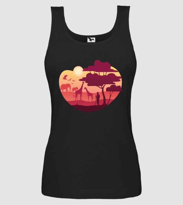 Peisaj african model negru pe tricou