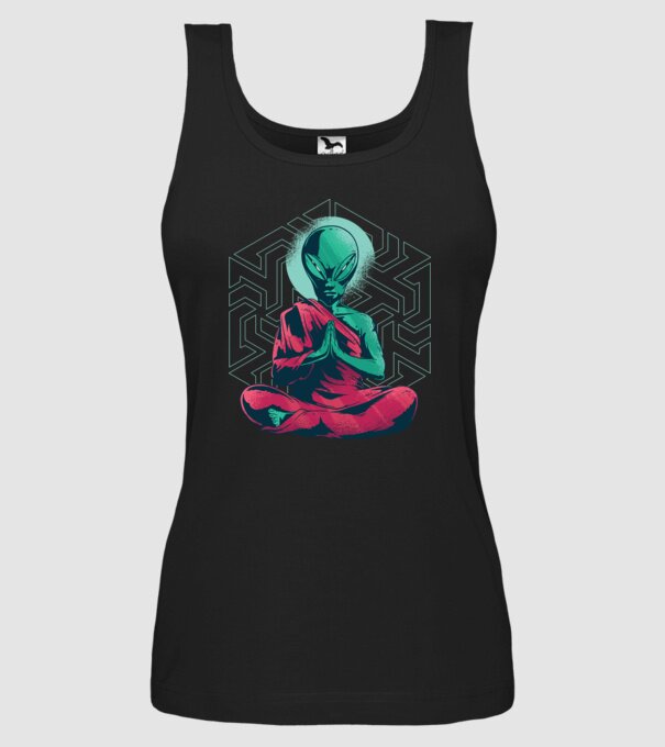 Meditație Alien model negru pe tricou