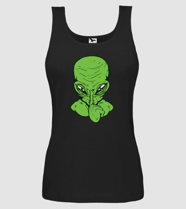 Alien Psst model negru pe tricou