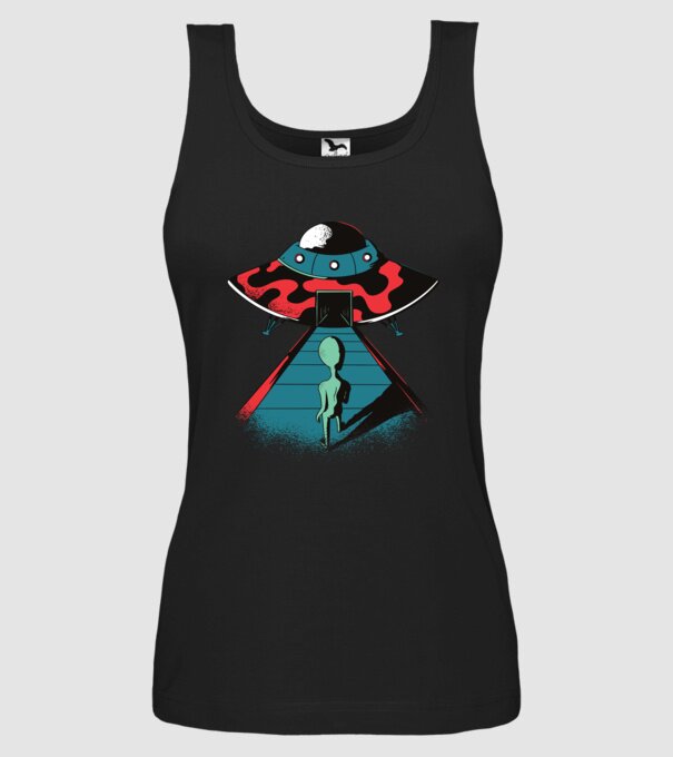 Alien Ufo model negru pe tricou