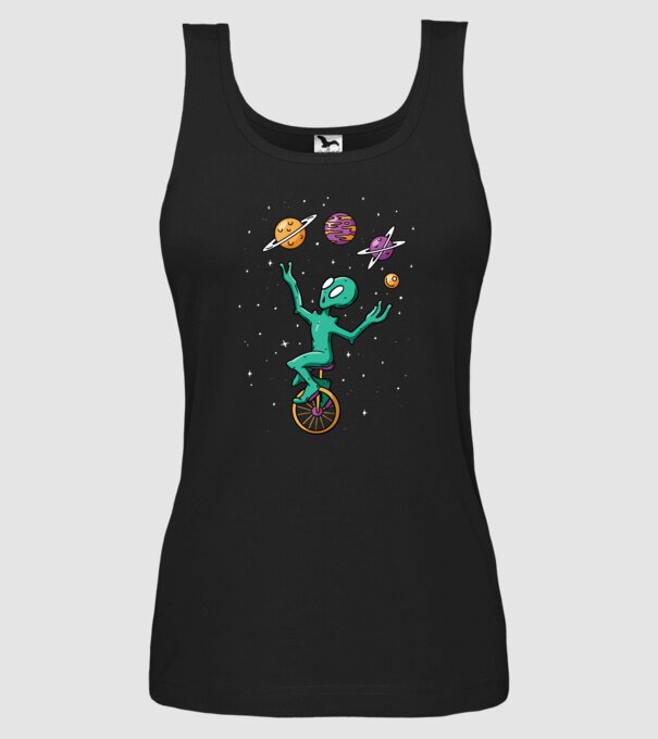 Jongler Alien model negru pe tricou