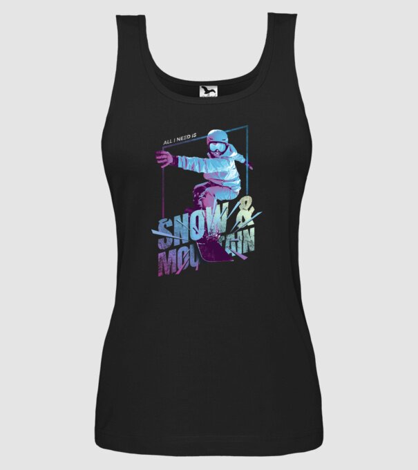All I need is Snowboard model negru pe tricou
