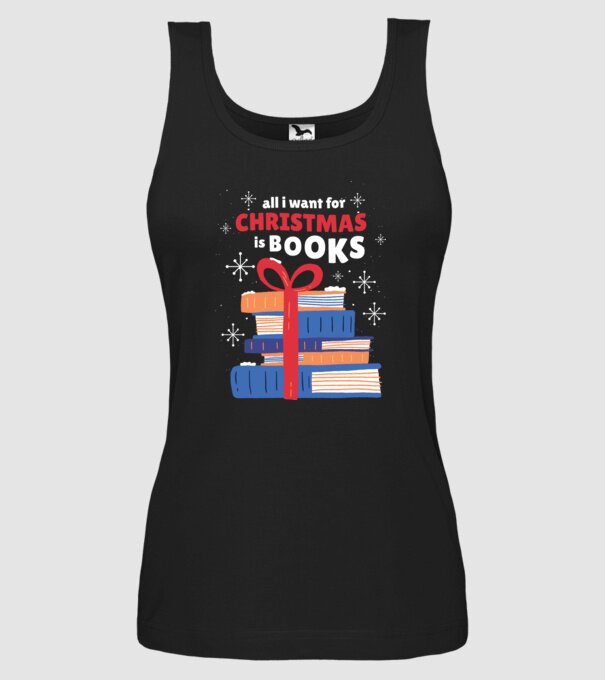 All I want for Christmas is Books tricou cu cărți model negru pe tricou