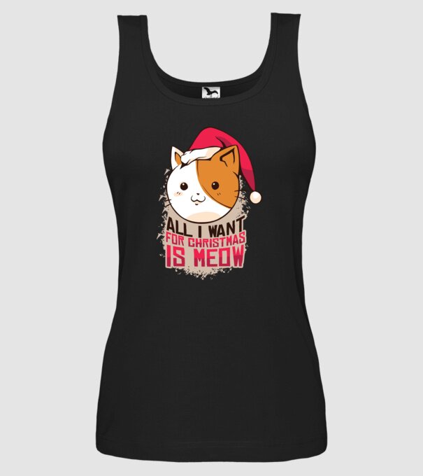 All I want for christmas is MEOW tricou cu pisică model negru pe tricou