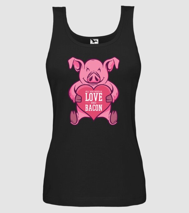 All you need is love and bacon model negru pe tricou