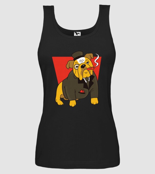 Bulldog englezesc cu trabuc model negru pe tricou