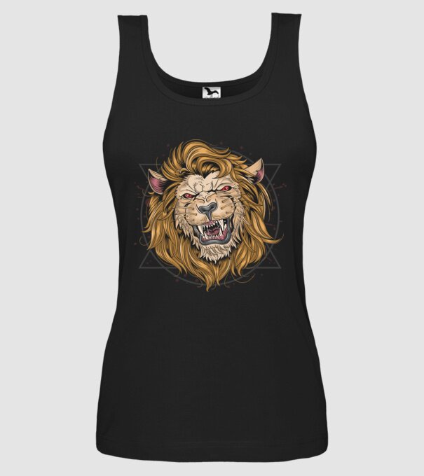 angry lion model negru pe tricou