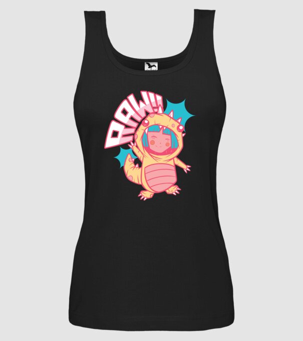 Anime dinozaur model negru pe tricou