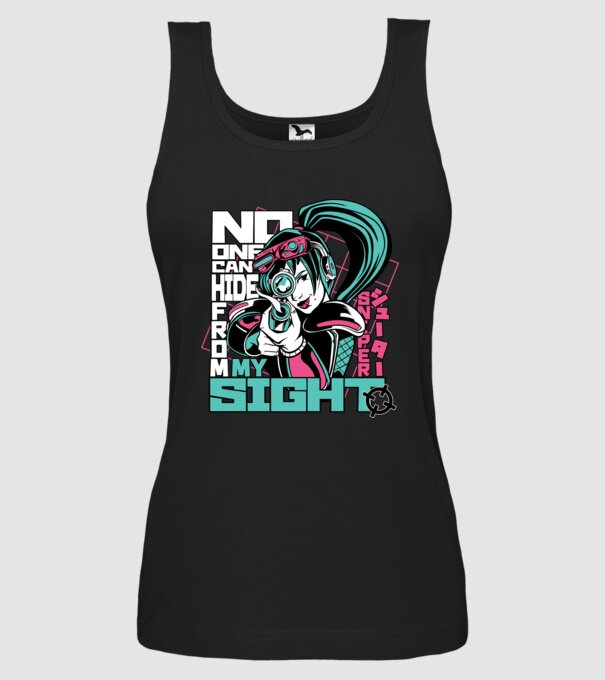 Anime Fată Lunetistă model negru pe tricou