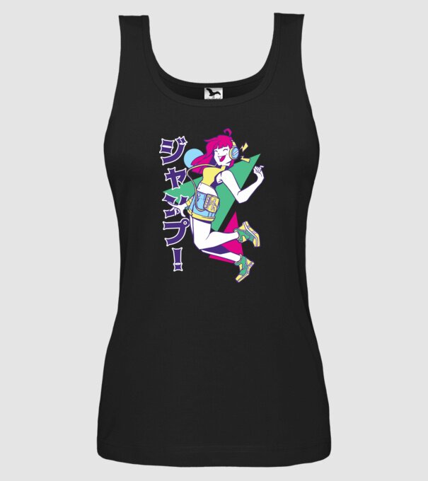Anime fată retro model negru pe tricou