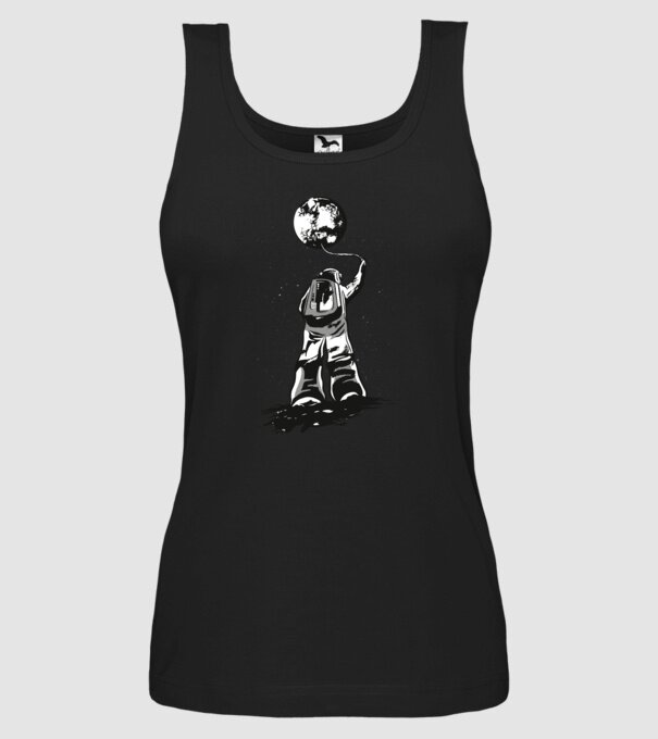 Astronaut Lună model negru pe tricou