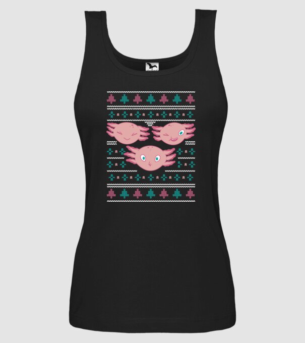 Pulover urât Axolotl model negru pe tricou