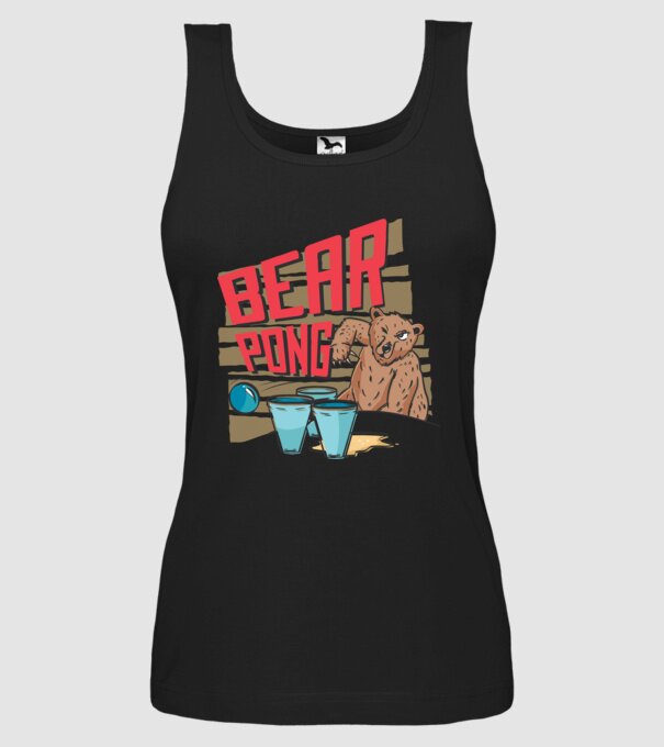 Bear Pong model negru pe tricou