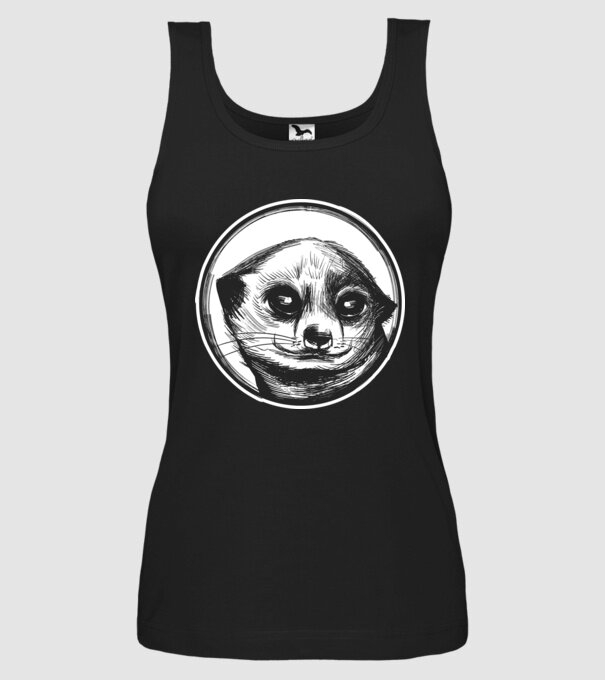 Pui de suricata model negru pe tricou