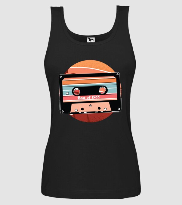 Best of 1965 retro Tape Birthday model negru pe tricou