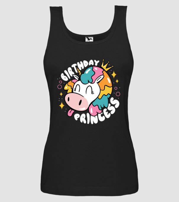 Birthday Princess Unicorn model negru pe tricou