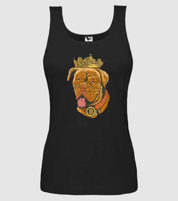 Câine Bitcoin model negru pe tricou