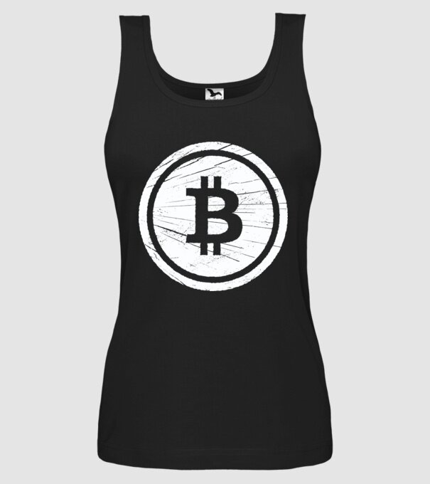 Bitcoin logo model negru pe tricou