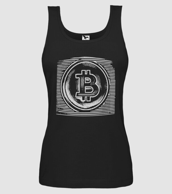 Bitcoin logo model negru pe tricou