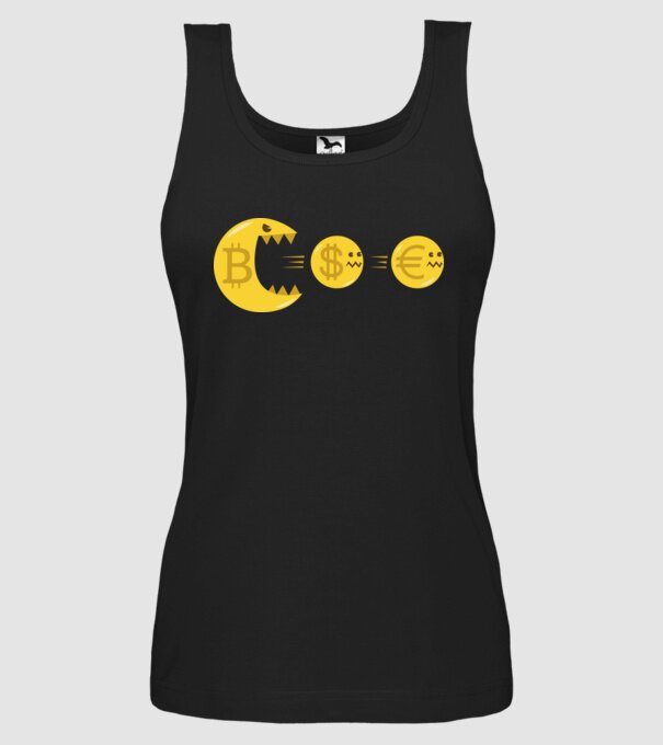 Bitcoin Pacman model negru pe tricou