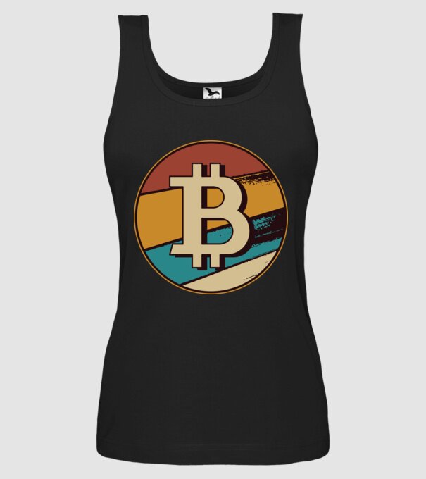 Bitcoin retro model negru pe tricou