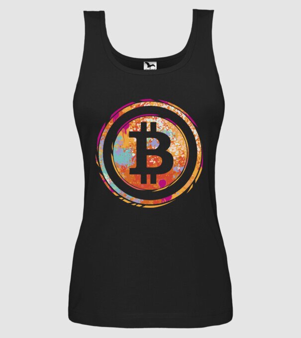 Bitcoin Watercolor model negru pe tricou