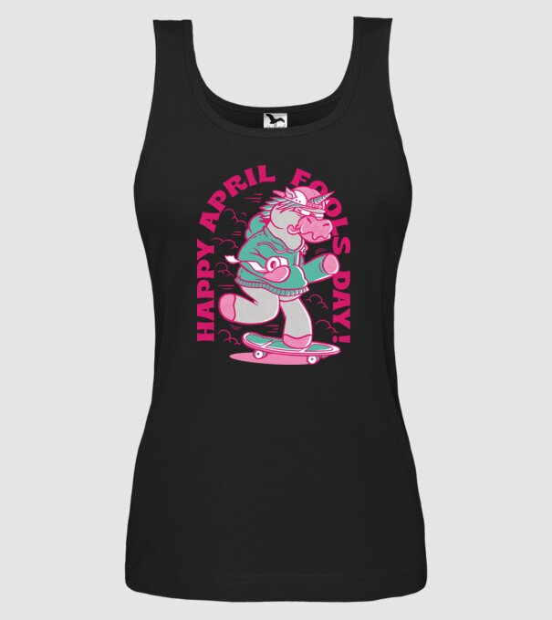 Ziua proștilor Unicorn model negru pe tricou