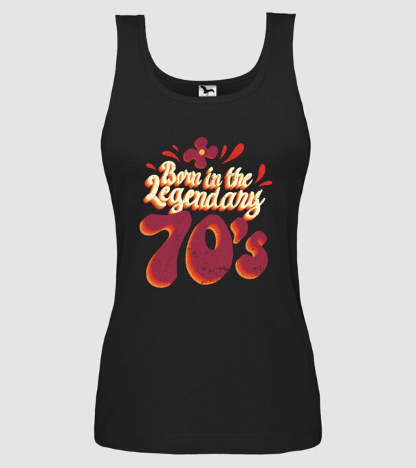 'Born in the Legendary 70''s' model negru pe tricou
