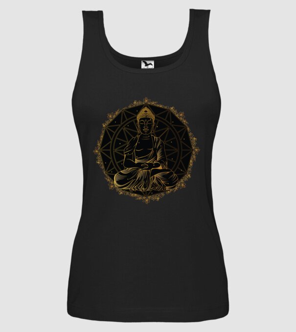 Buddha Mandala model negru pe tricou