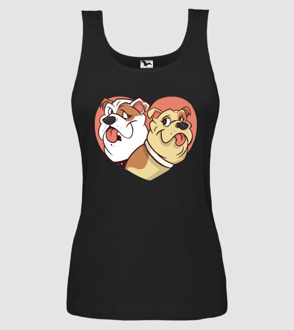 Dragoste Bulldog model negru pe tricou